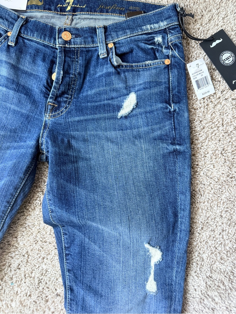 7 For All Mankind Blue Denim Jeans with Tags - Picture 4 of 11